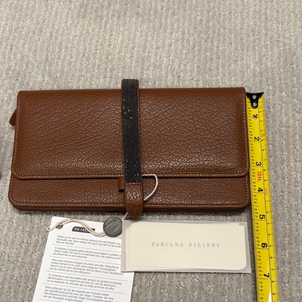 NWT Fabiana Filippi Brown Leather Clutch Wallet - Picture 4 of 7